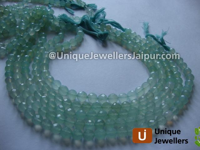 Peru Blue Chalsydony Faceted Round Beads